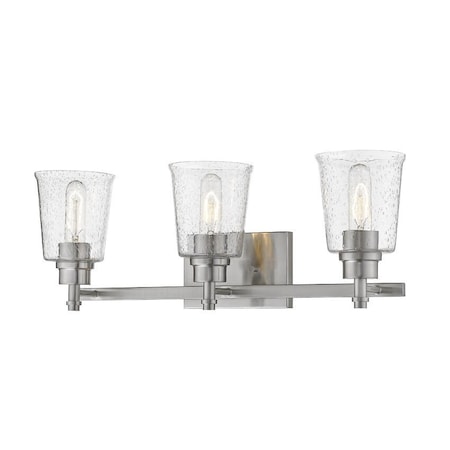 Z-Lite Bohin 3 Light Vanity, Brushed Nickel And Clear Seedy 464-3V-BN